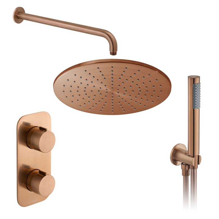 Cutout image of Vado Individual Brushed Bronze Mini Shower Kit & Outlet